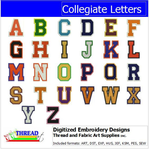 Machine Embroidery Designs - Collegiate Letters - Threadart.com