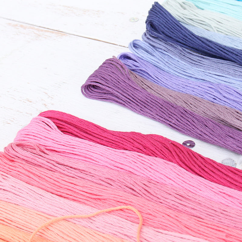 Premium Cotton Embroidery Floss Set in 10 Secret Garden Colors - Six Strand Thread - Threadart.com