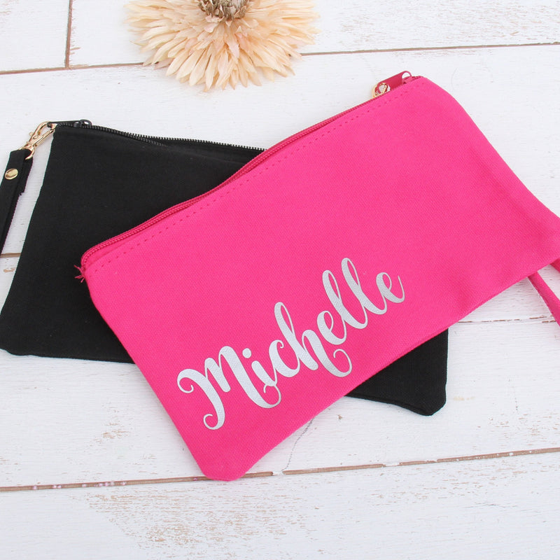 Personalized Canvas Wristlets - Custom Name In Left Corner - Threadart.com