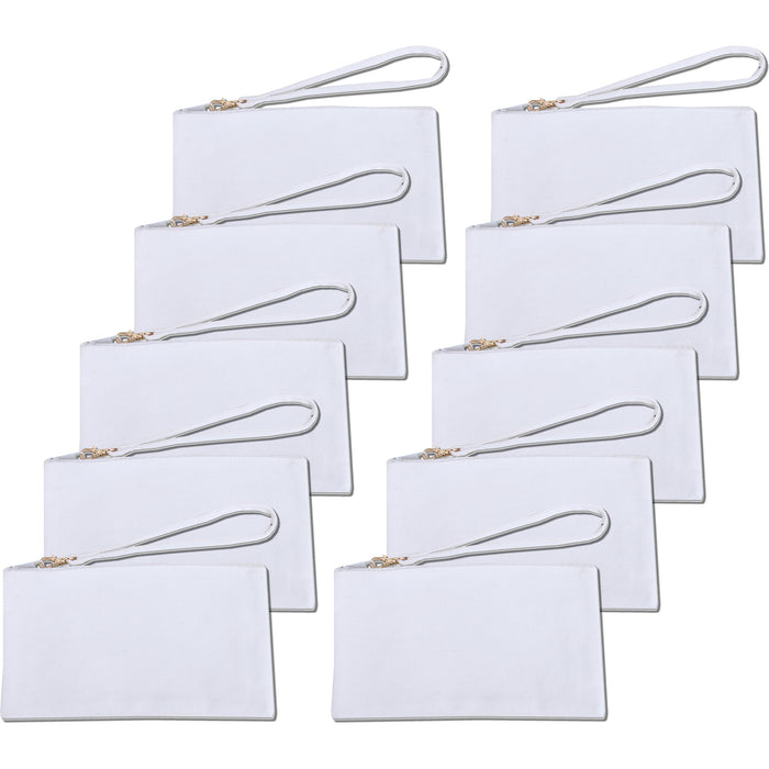 Ten Pack of Cotton Canvas Small Wristlet Bags - Ivory - Threadart.com