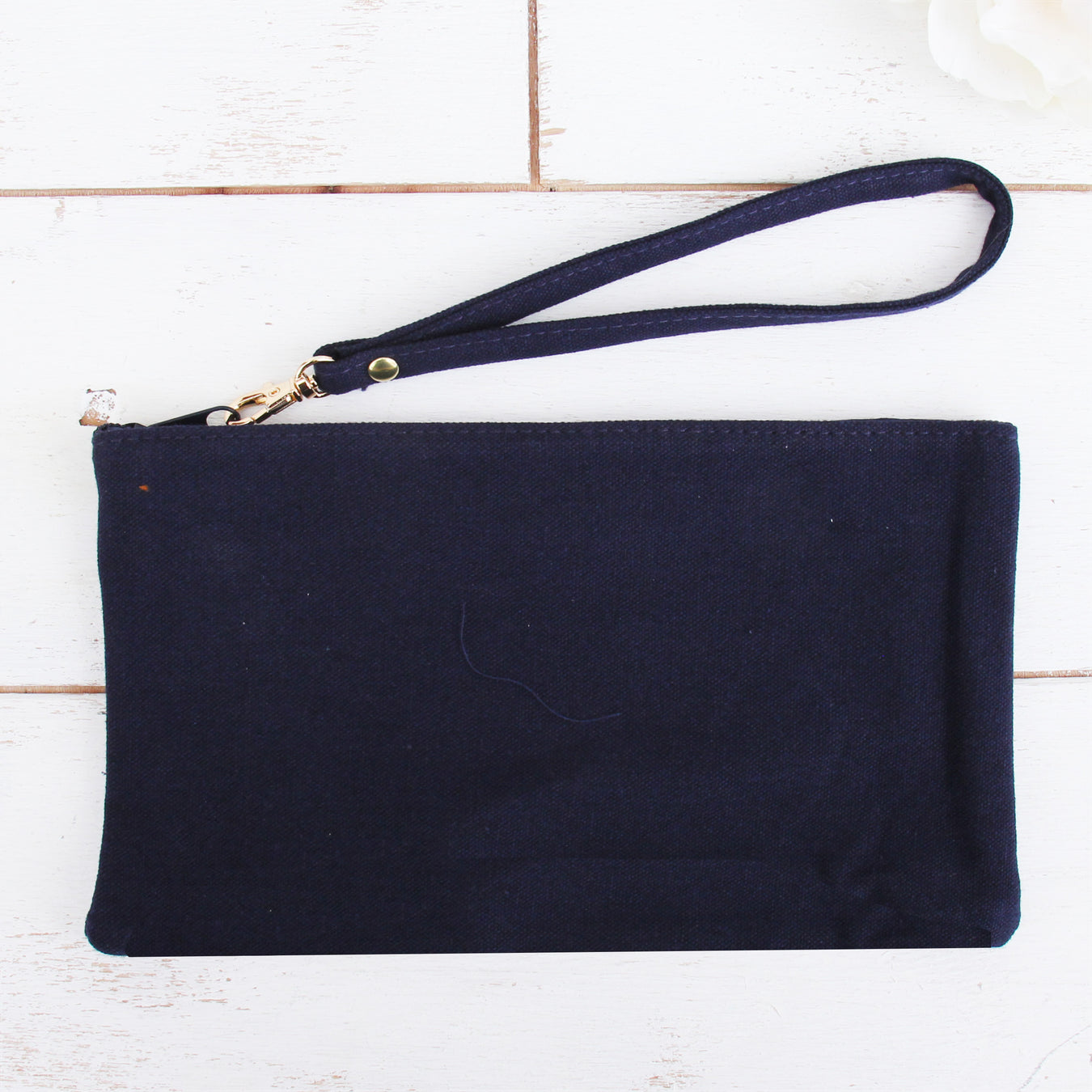 Cotton Canvas Small Wristlet Bag - Navy - Threadart.com