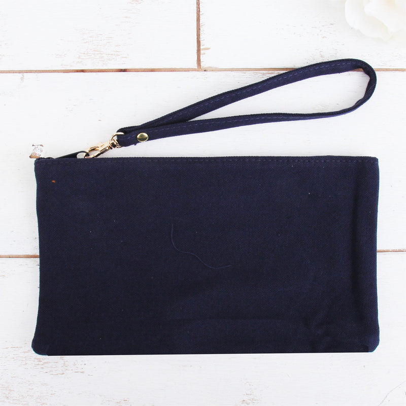 Ten Pack of Cotton Canvas Small Wristlet Bags - Navy - Threadart.com