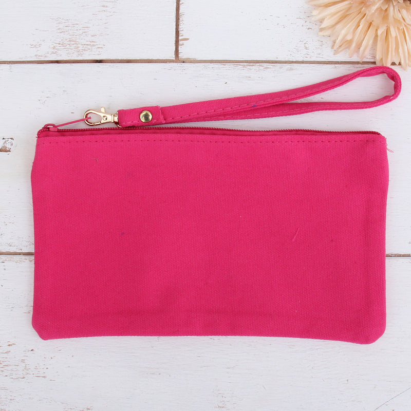 Cotton Canvas Small Wristlet Bag - Pink - Threadart.com