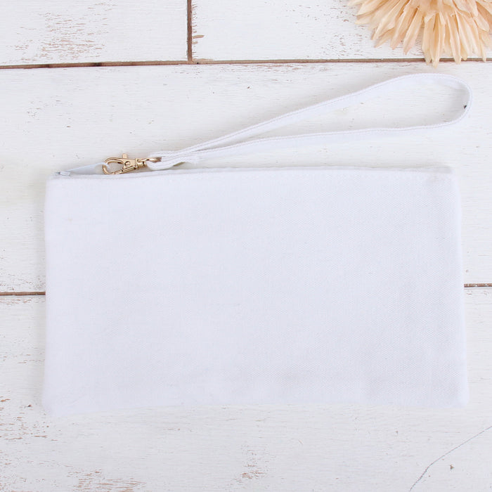 Cotton Canvas Small Wristlet Bag - White - Threadart.com