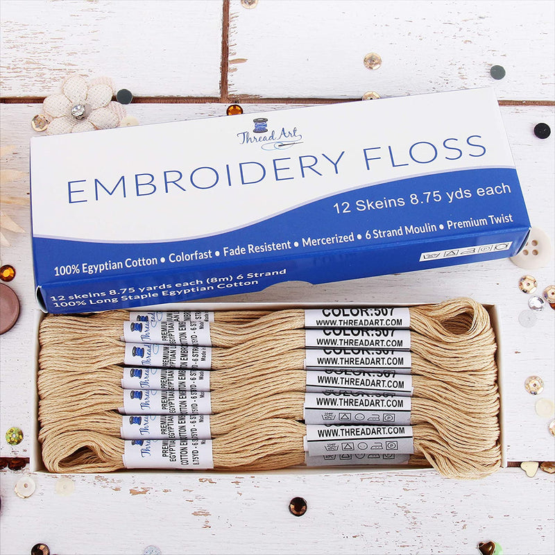 Cream Premium Cotton Embroidery Floss - Box of 12 - Six Strand Thread - No. 507 - Threadart.com
