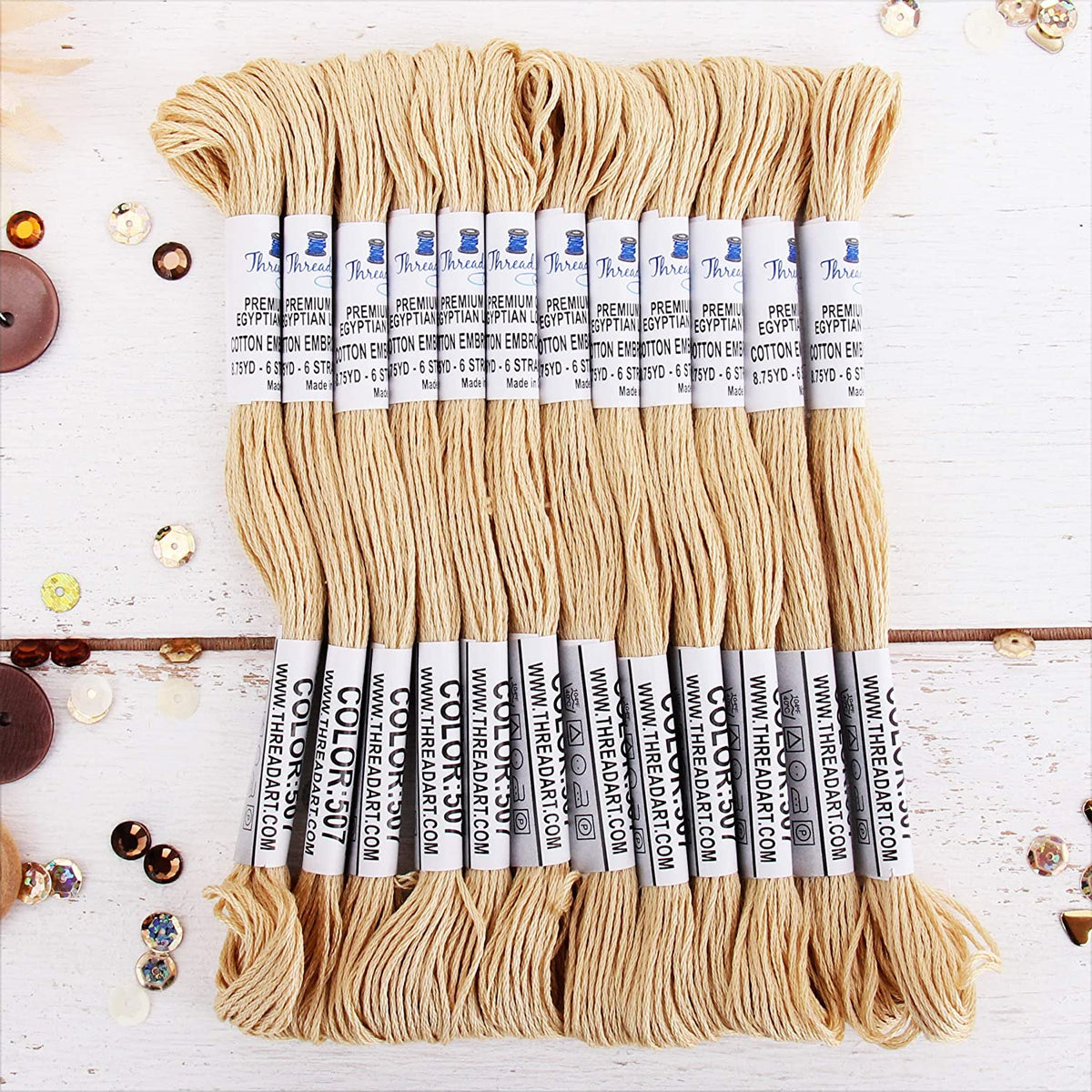 Cream Premium Cotton Embroidery Floss - Box of 12 - Six Strand Thread ...