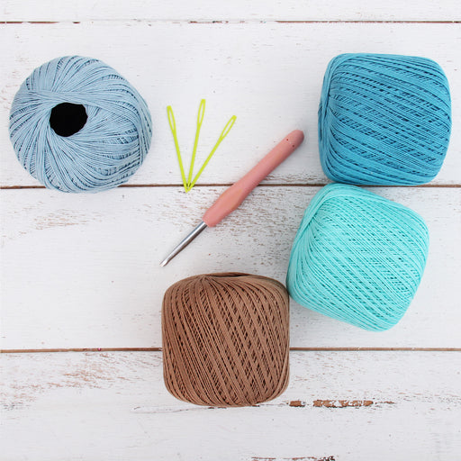 Cotton Crochet Thread Set - Beach Vibe Colors - Size 3 - Four 140 Yd Balls - Threadart.com