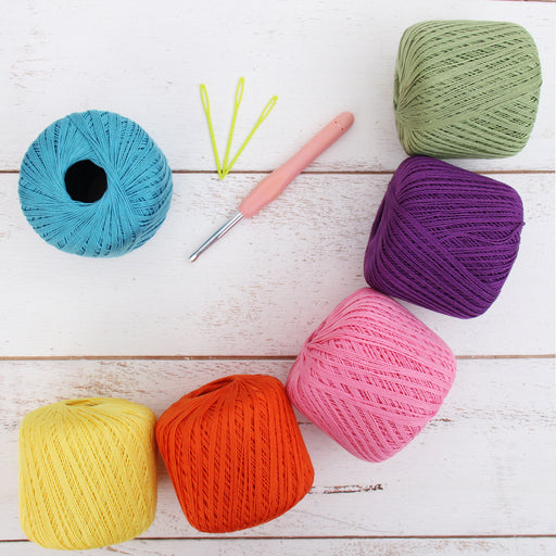 Cotton Crochet Thread Set - Confetti Colors - Size 3 - Six 140 Yd Balls - Threadart.com