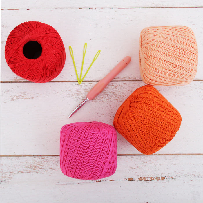 Cotton Crochet Thread Set - Flower Child Colors - Size 10 - Four 175 Yd Balls - Threadart.com