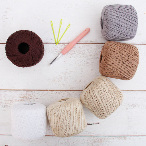 Cotton Crochet Thread Set - Neutral Colors - Size 3 - Six 140 Yd Balls - Threadart.com