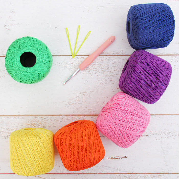 Cotton Crochet Thread Set - Rainbow Colors - Size 10 - Six 175 Yd Balls - Threadart.com