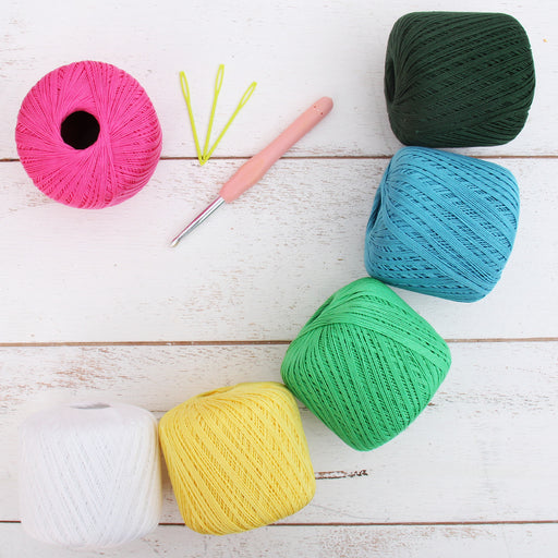 Cotton Crochet Thread Set - Spring Flower Colors - Size 3 - Six 140 Yd Balls - Threadart.com