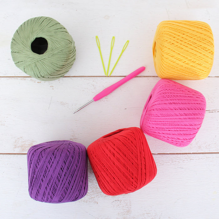 Cotton Crochet Thread Set - Bright Colors - Size 10 - Five 175 Yd Balls - Threadart.com