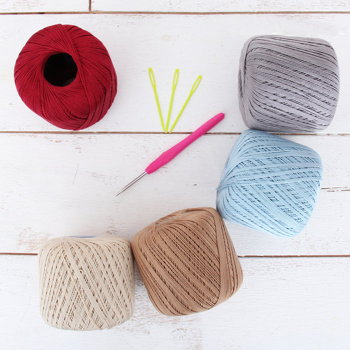 Cotton Crochet Thread Set - French Bouquet Colors - Size 10 - Five 175 Yd Balls - Threadart.com