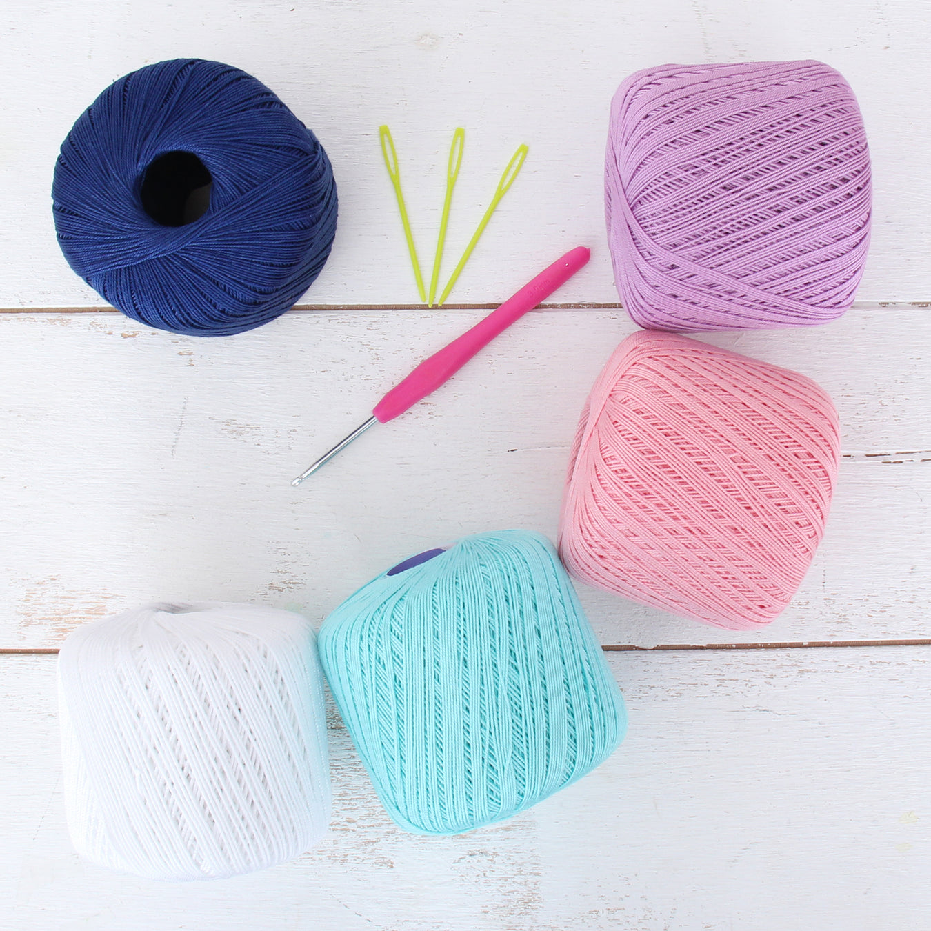 Cotton Crochet Thread Set - Cupcake Colors - Size 3 - Five 140 Yd Balls - Threadart.com