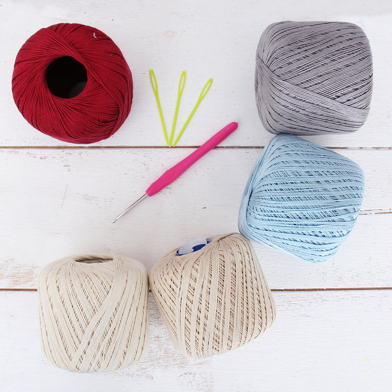 Cotton Crochet Thread Set - French Bouquet Colors - Size 3 - Five 140 Yd Balls - Threadart.com
