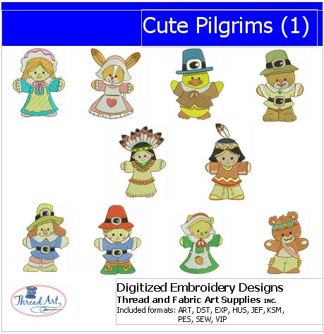 Machine Embroidery Designs - Cute Pilgrims(1) - Threadart.com