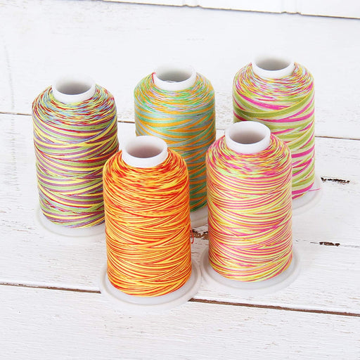 Cotton Variegated Thread Set - 5 Cone Collection of Multicolor Party Colors - Threadart.com