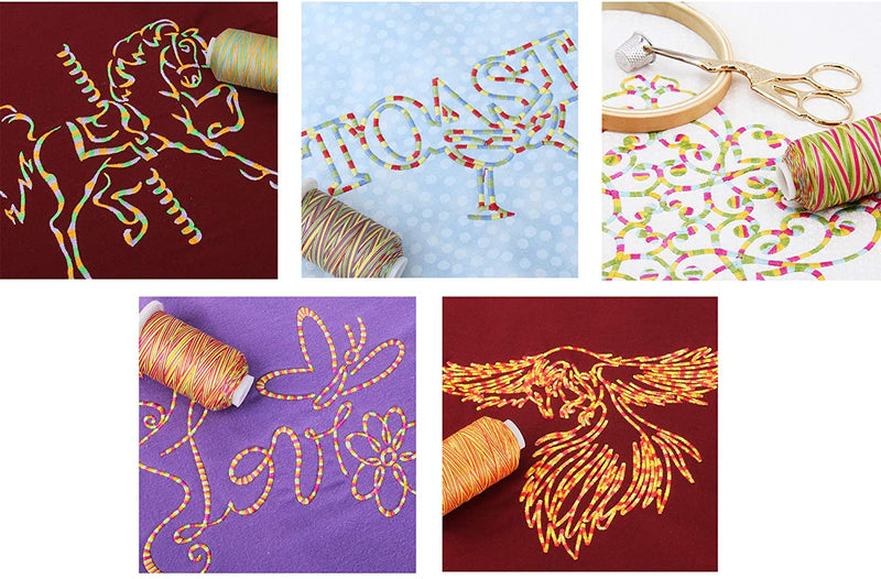 Cotton Variegated Thread Set - 5 Cone Collection of Multicolor Party Colors - Threadart.com