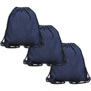 Set of 3 Cotton Drawstring Tote Bag - Denim - Threadart.com