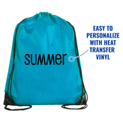 10 Drawstring Tote Bags - Aqua - Threadart.com