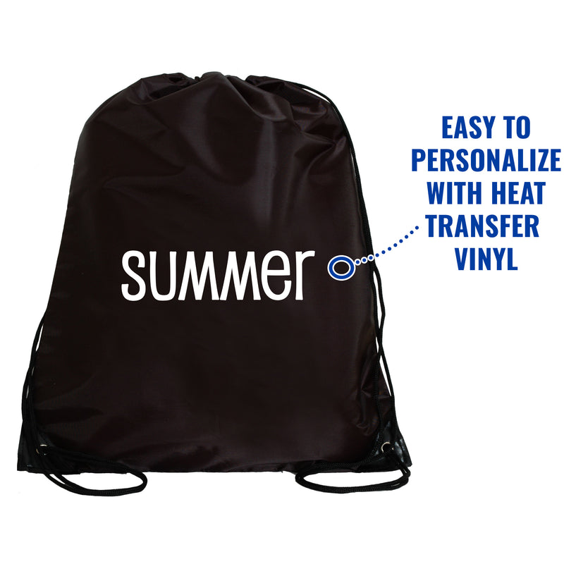 10 Drawstring Tote Bags - Black - Threadart.com