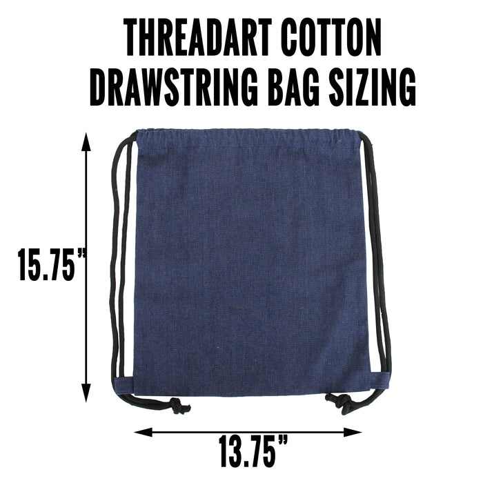 Set of 3 Cotton Drawstring Tote Bag - Denim - Threadart.com