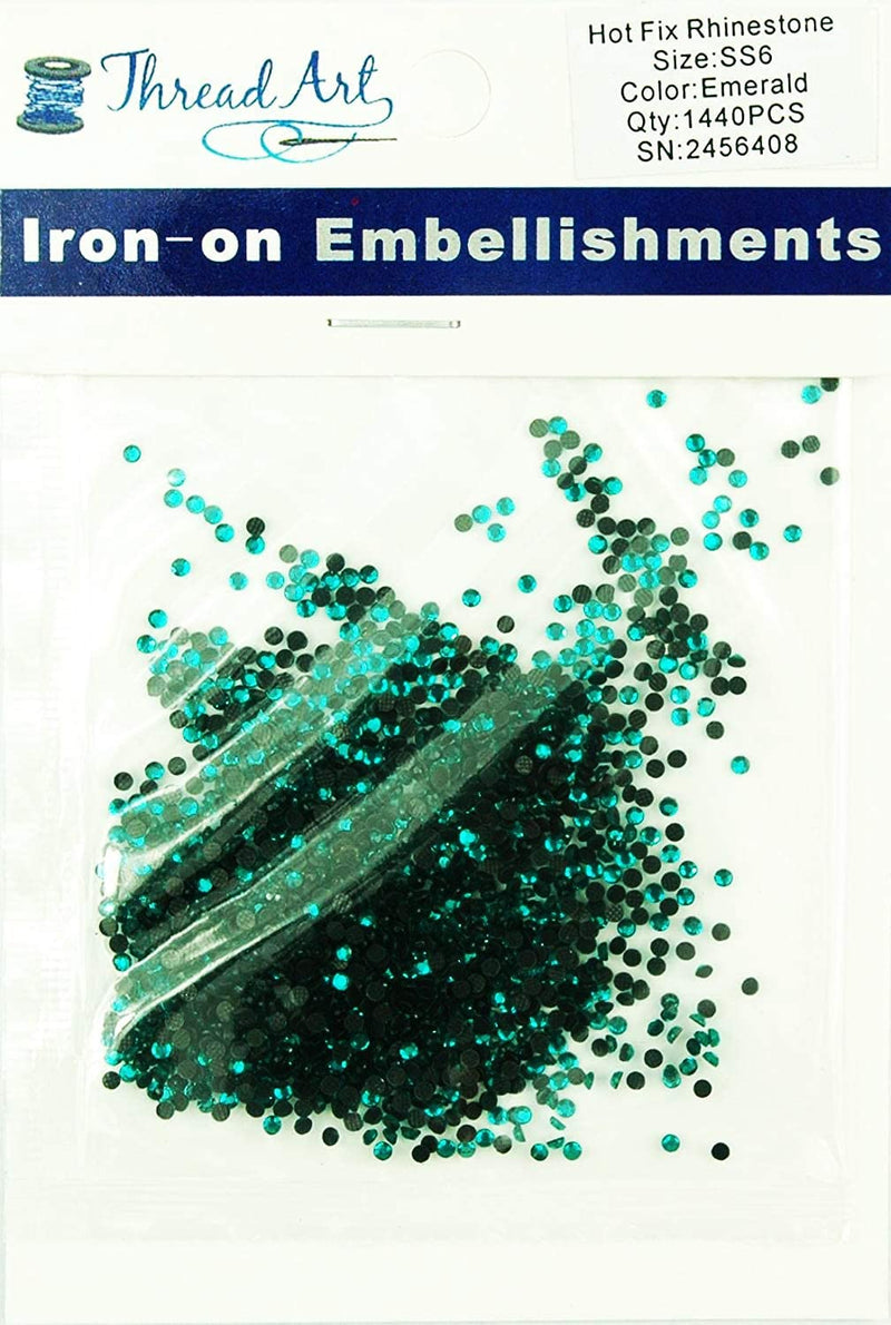 Hot Fix Rhinestones - SS6 - Emerald - 1440 stones - Threadart.com