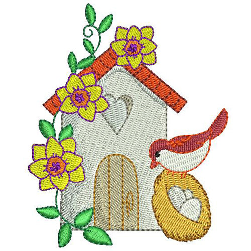 Machine Embroidery Designs - Spring Time Birdhouses (1) - Threadart.com
