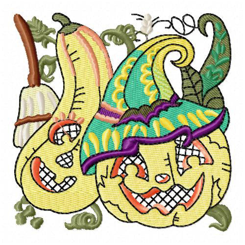 Machine Embroidery Designs - Jacobean Pumpkins (1) - Threadart.com