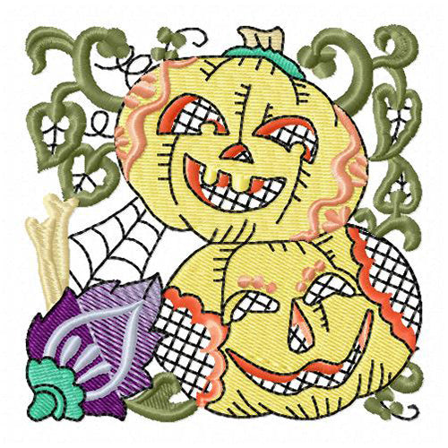 Machine Embroidery Designs - Jacobean Pumpkins (1) - Threadart.com