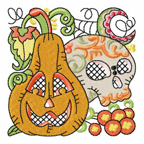 Machine Embroidery Designs - Jacobean Pumpkins (1) - Threadart.com