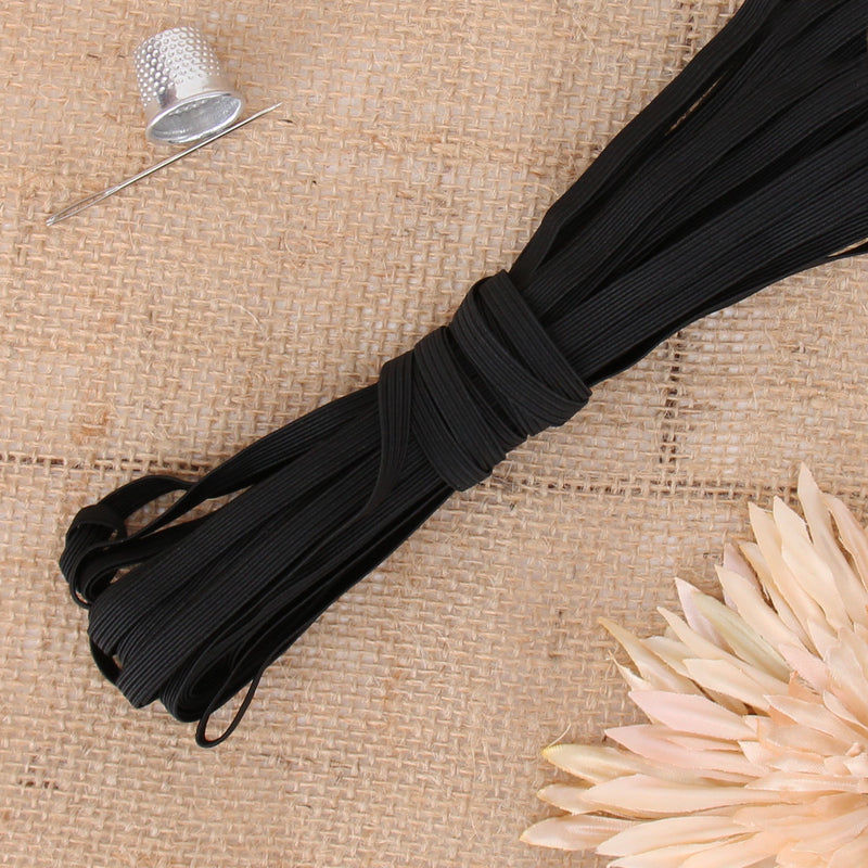 1/4" Black Elastic - 10 Yard Roll - Threadart.com
