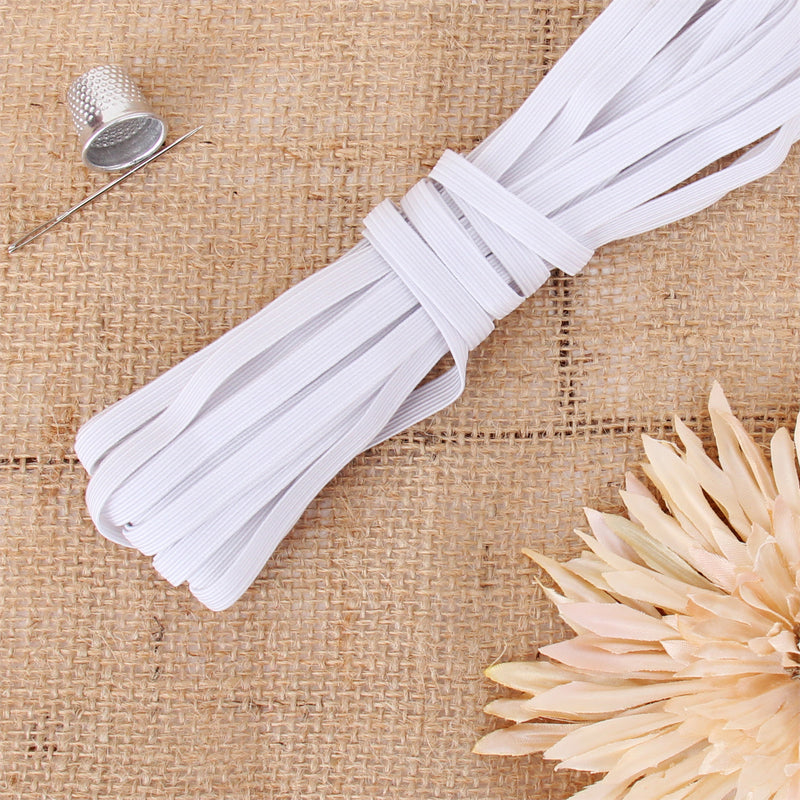 1/4" White Elastic - 10 Yard Roll - Threadart.com