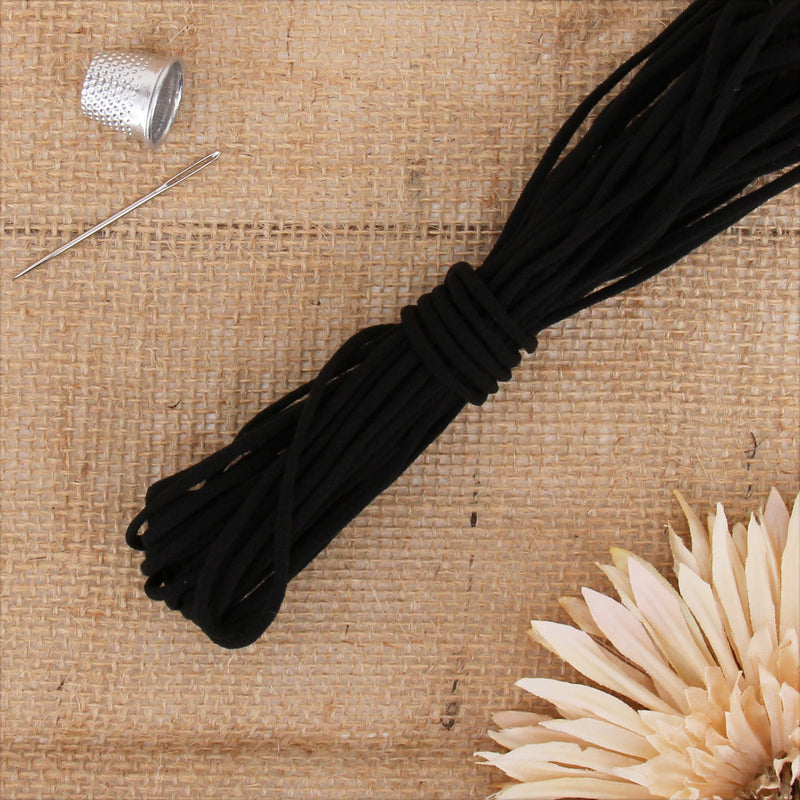 1/8" Black Elastic - 10 Yard Roll - Threadart.com