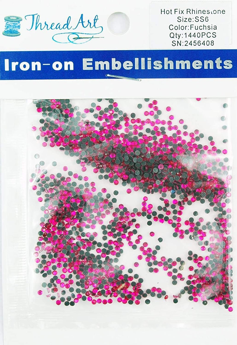 Hot Fix Rhinestones - SS6 - Fuchsia - 1440 stones - Threadart.com