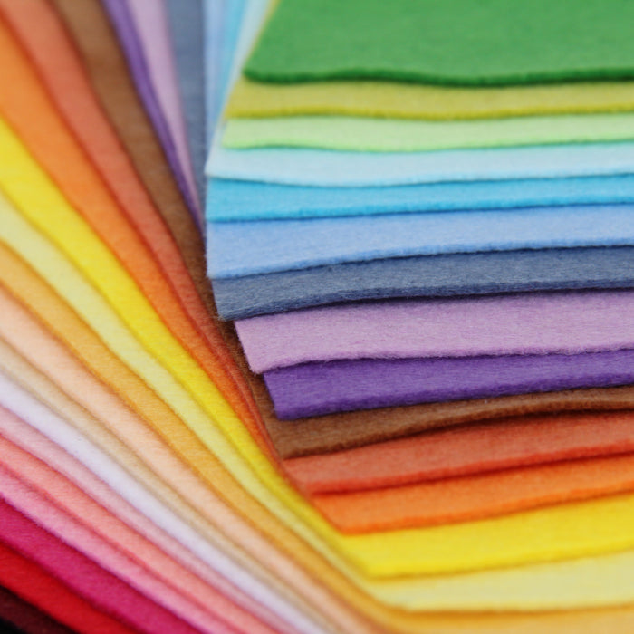 Premium Felt Fabric Variety Pack - 25 Different Colors 12" x 12" Sheets - Threadart.com