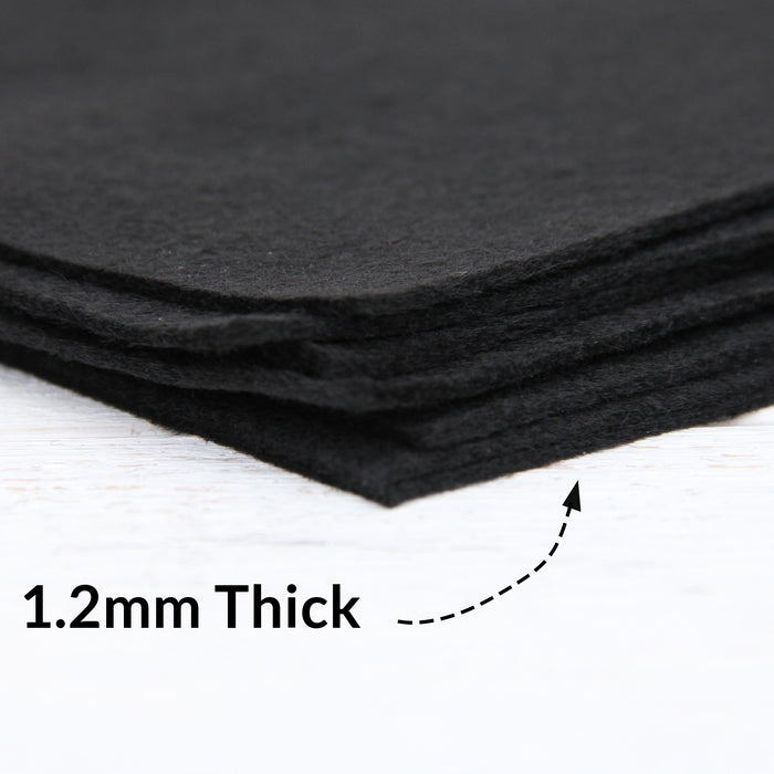 Felt Fabric 1mm - Black- 100% Wool