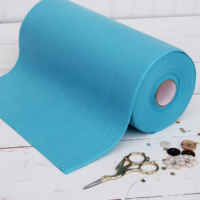 Aqua Felt 12" x 10 Yard Roll - Soft Premium Felt Fabric - Threadart.com