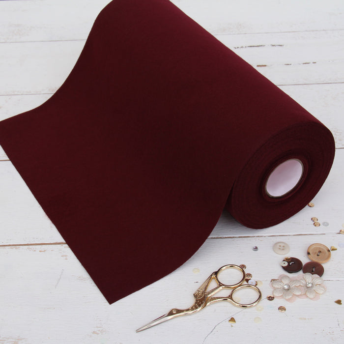 Burgundy Felt 12" x 10 Yard Roll - Soft Premium Felt Fabric - Threadart.com