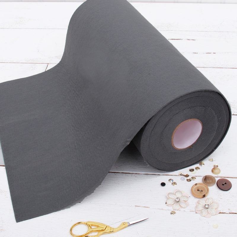 Dark Grey Felt 12" x 10 Yard Roll - Soft Premium Felt Fabric - Threadart.com
