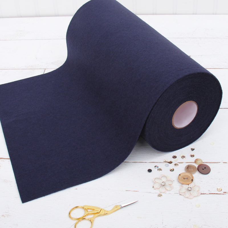 Dark Navy Felt 12" x 10 Yard Roll - Soft Premium Felt Fabric - Threadart.com