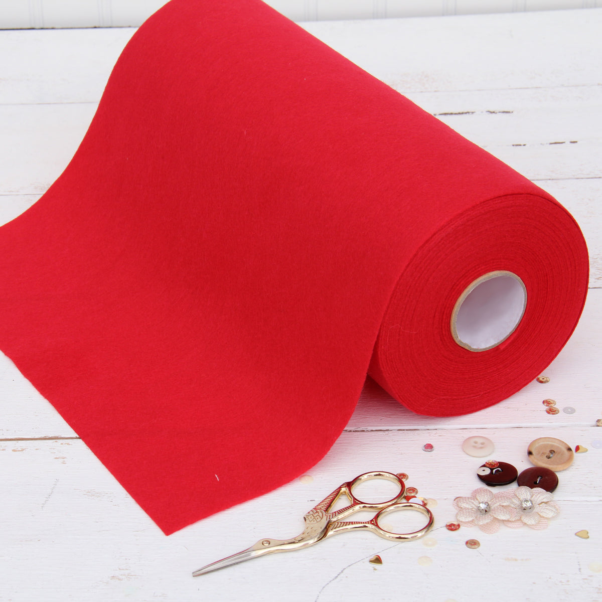 Threadart Premium Felt by The Yard - 36 inch Wide - Red | Soft Wool-Like Feel | 1.2mm Thick for DIY Crafts, Sewing, Crafting Projects | Compatible
