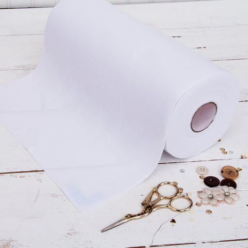 Threadart White Felt 12 x 10 Yard Roll - Soft Premium Felt Fabric
