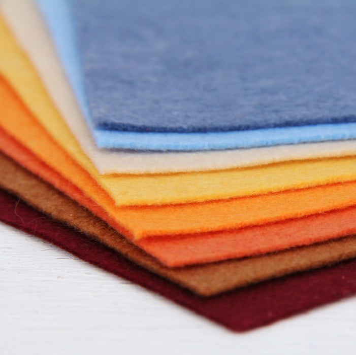 Premium Felt Fabric Variety Pack - 8 Autumn Harvest Colors - 12" x 12" Sheets - Threadart.com