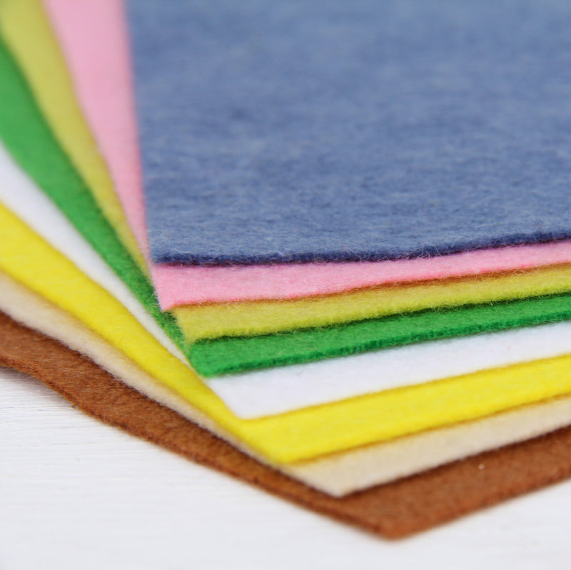 Premium Felt Fabric Variety Pack - 8 Different Flower Garden Colors - 12" x 12" Sheets - Threadart.com