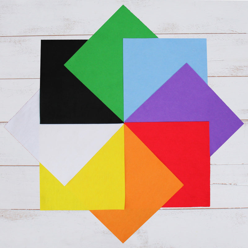 Premium Felt Fabric Variety Pack - 8 Different Rainbow Colors - 12" x 12" Sheets - Threadart.com