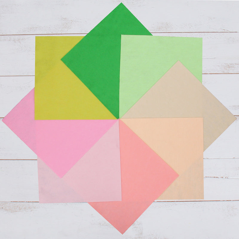 Premium Felt Fabric Variety Pack - 8 Different Spring Flower Colors - 12" x 12" Sheets - Threadart.com