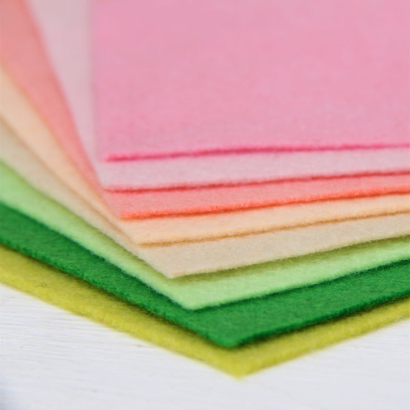 Premium Felt Fabric Variety Pack - 8 Different Spring Flower Colors - 12" x 12" Sheets - Threadart.com