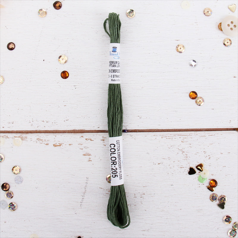 Fern Green Premium Cotton Embroidery Floss - Six Strand Thread - No. 205 - Threadart.com